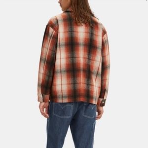 NEW Levi's Oversized Unisex Chore Coat / Shirt Jacket Orange Plaid NWT